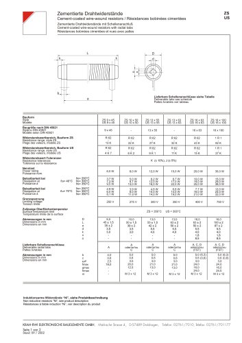 Cement-coated wire wound resistors ZS-US