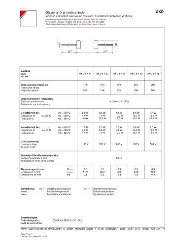 Vitreous enamelled wire wound resistors GKD