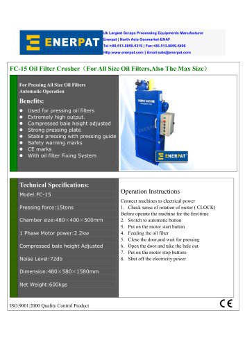 FC-15 Oil Filter Crusher