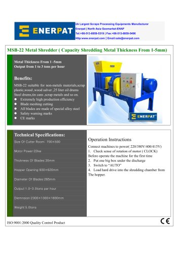 MSB-22 Shredding Machines