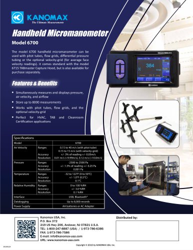 Handheld Micromanometer Model 6700