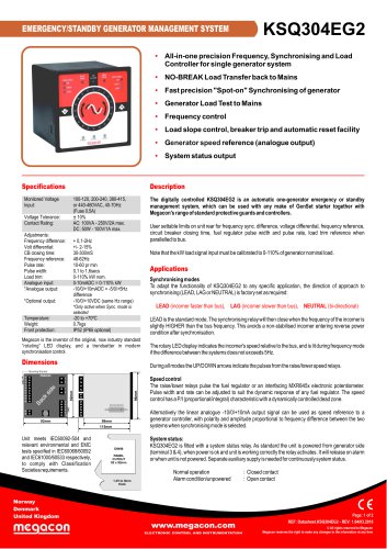 EMERGENCY/STANDBY GENERATOR MANAGEMENT SYSTEM KSQ304EG2