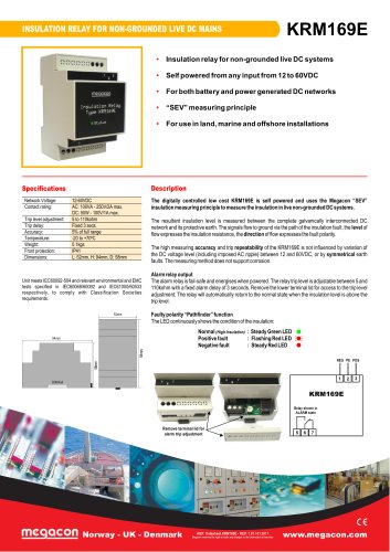  INSULATION RELAY FOR NON-GROUNDED LIVE DC MAIN