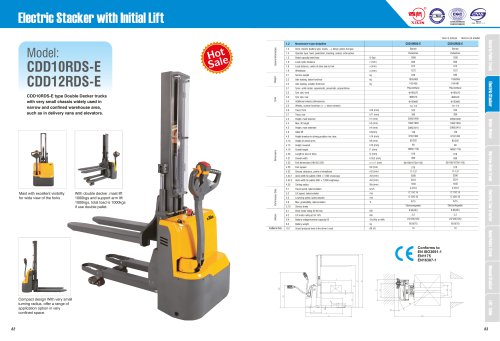 XILIN / Electric Stacker with Initial Lift / CDD10RDS-E