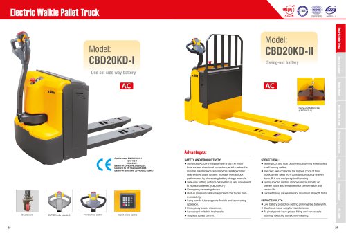 XILIN / Electric Walkie Pallet Truck / CBD20KD-I CBD20KD-II