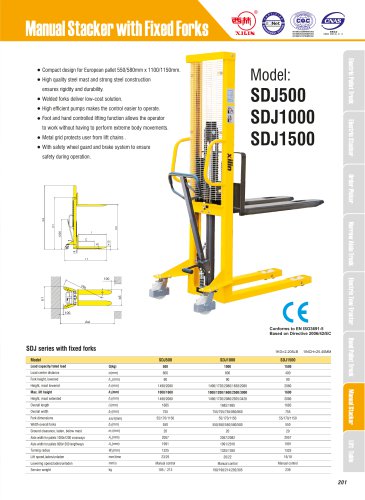 XILIN / Manual Stacker with Fixed Forks / SDJ500/1000/1500