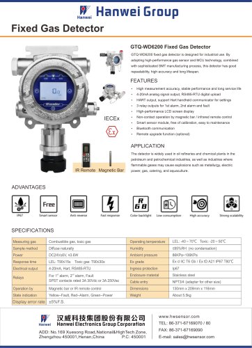 GTQ-WD6200 Fixed Gas Detector