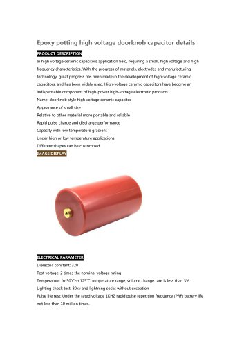 Epoxy potting high voltage doorknob capacitor