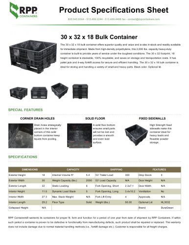 30 x 32 x 18 Bulk Container