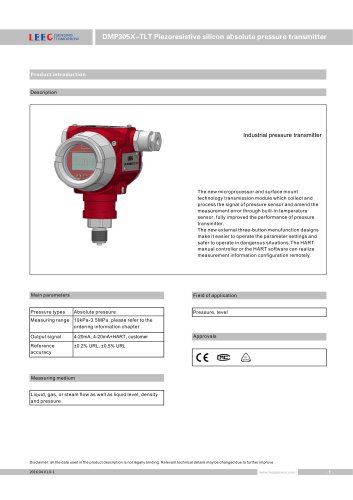 DMP305X-TLT absolute pressure transmitter