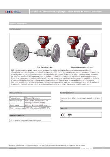 LEEG direct mounting diaphragm differential pressure transducer for chemical