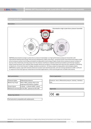 LEEG Remote seal diaphragm differential pressure transmitter for chemical industry SMP858-DST