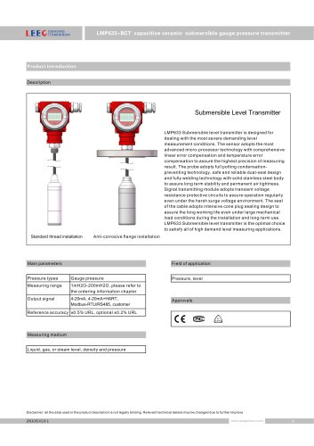 LMP633-BCT dirty water level transmitter with lcd display