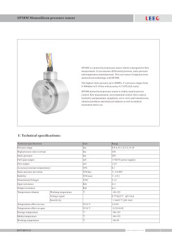 Multivariable Differential Pressure Sensor SP38M