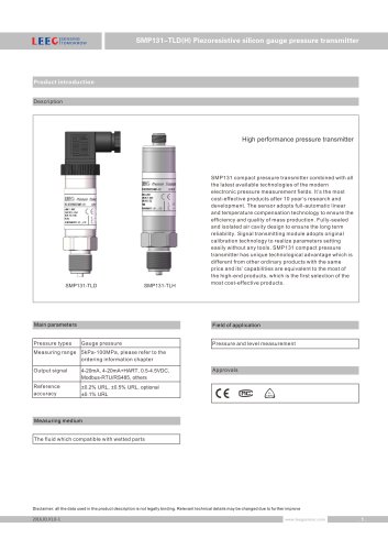 SMP131-TLD(H) Compact gauge pressure sensor