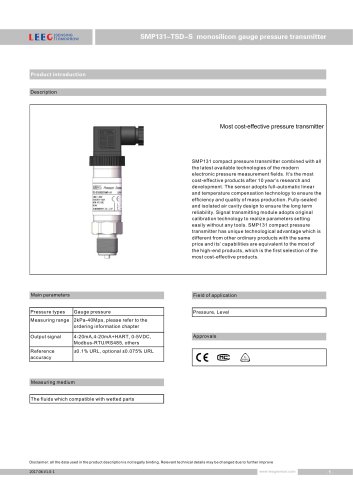 SMP131-TSD-S gauge pressure sensor