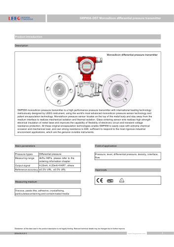 SMP858-DST remote seal differential pressure transmitter