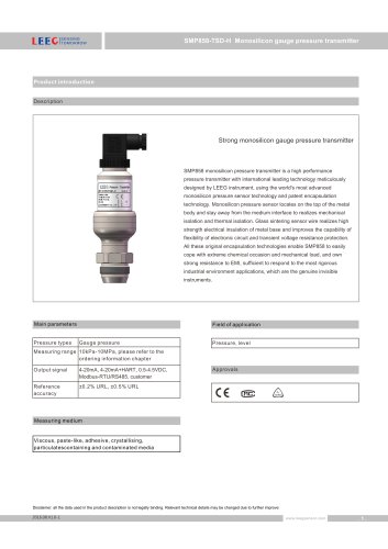 SMP858-TSD-H sanitary pressure sensor for beer,milk...