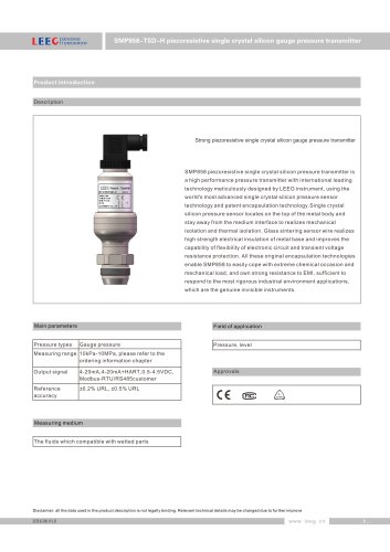 SMP858-TSD High precision flush diaphragm pressure sensor for hygienic applications