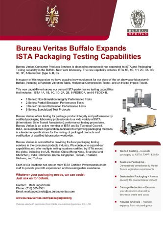 Bureau Veritas Buffalo Expands ISTA Packaging Testing Capabilities