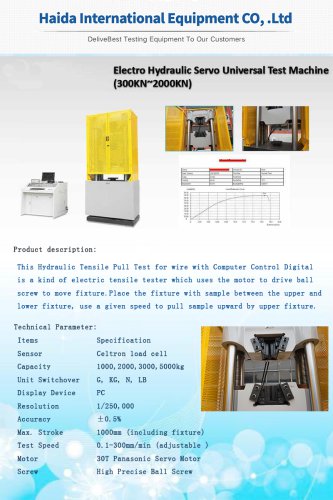 HYDRAULIC SERVO UNIVERSAL TEST MACHINE (100KN-1000KN)