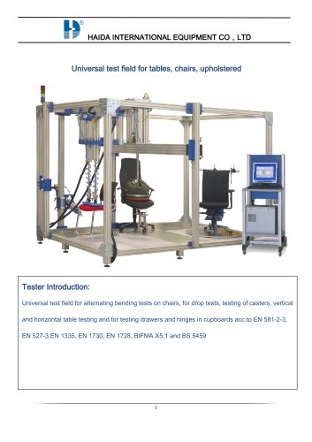 Universal test field for tables, chairs, upholstered