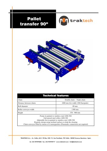 90º Transfer Roller/Chain for pallets