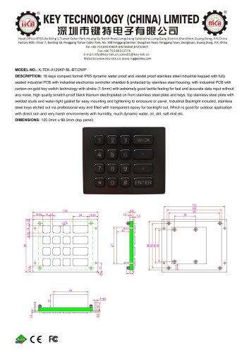 K-TEK-A120KP-BL-BT-DWP Datasheet