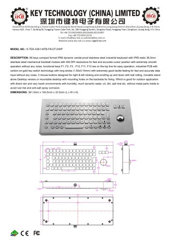 K-TEK-A361-MTB-FN-DT-DWP data sheet