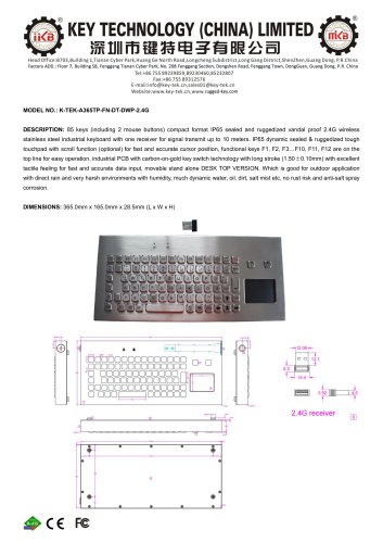 K-TEK-A365TP-FN-DT-DWP-2.4G data sheet