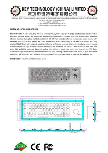 K-TEK-A392-OTB-DWP data sheet