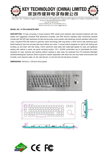 K-TEK-A400-MTB-DWP data sheet