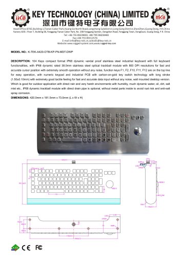 K-TEK-A420-OTB-KP-FN-MDT-DWP data sheet