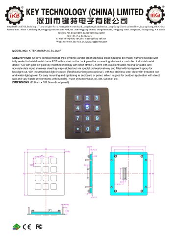 K-TEK-A88KP-AC-BL-DWP datasheet