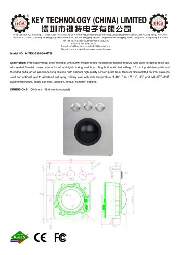 K-TEK-B100-50-MTB data sheet