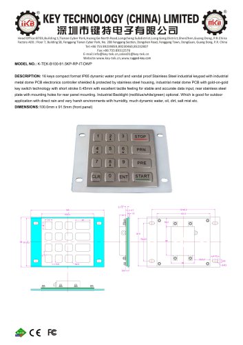 K-TEK-B100-91.5KP-RP-IT-DWP datasheet