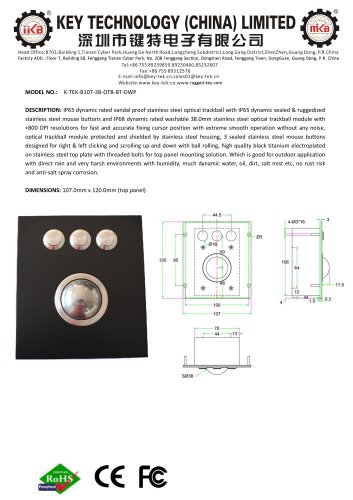 K-TEK-B107-38-OTB-BT-DWP data Sheet