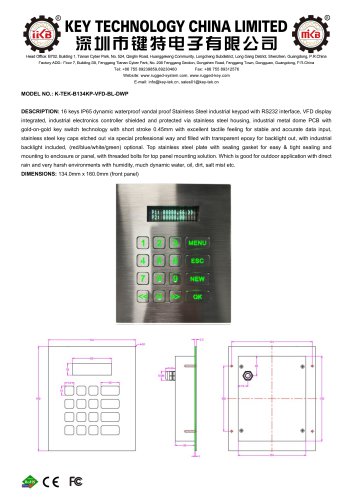 K-TEK-B134KP-VFD-BL-DWP datasheet