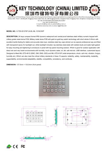 K-TEK-B137KP-24-BL-ML-151B-DWP Datasheet