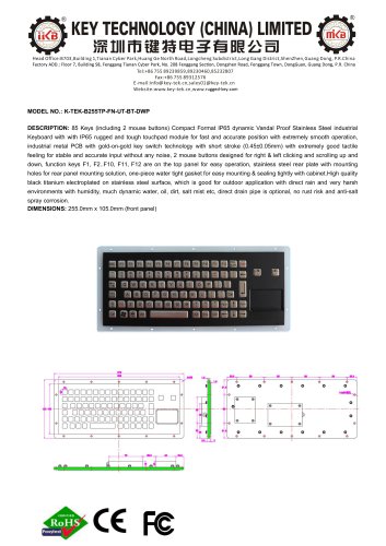 K-TEK-B255TP-FN-UT-BT-DWP data sheet