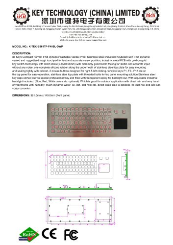 K-TEK-B361TP-FN-BL-DWP Datasheet