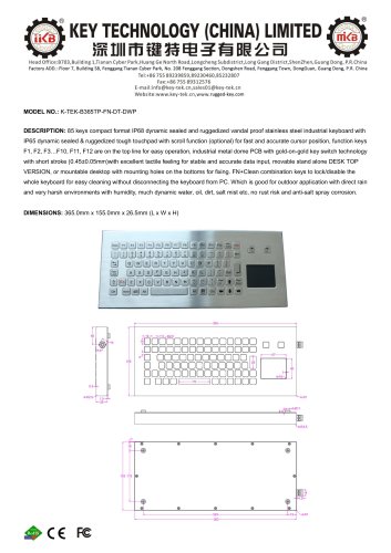 K-TEK-B365TP-FN-DT-DWP data sheet