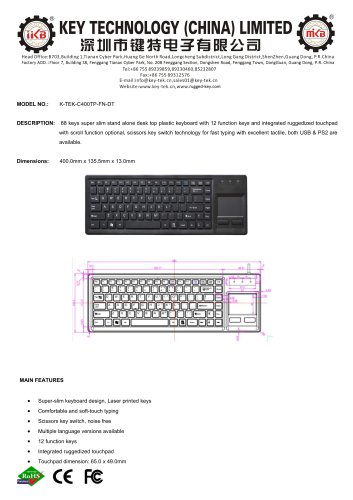 K-TEK-C400TP-FN-DT data sheet