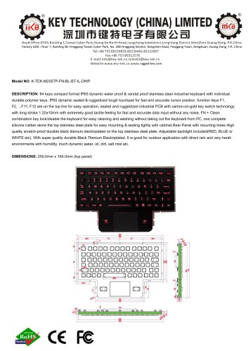 K-TEK-M255TP-FN-BL-BT-DWP data sheet