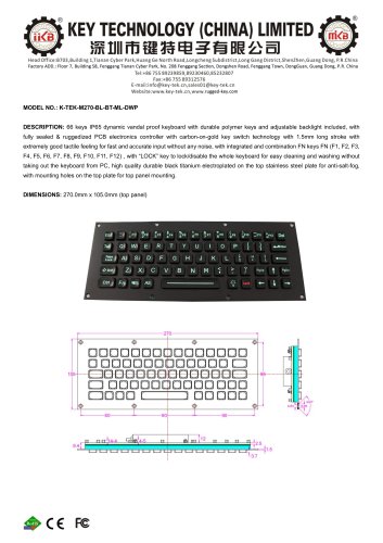 K-TEK-M270-BL-BT-ML-DWP data sheet