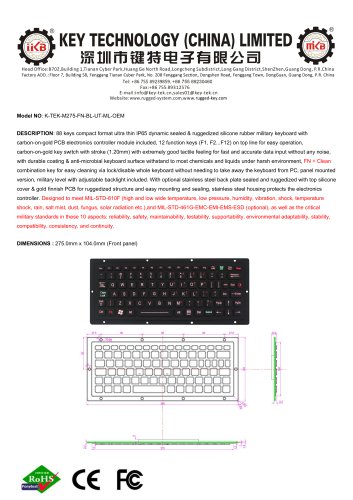 K-TEK-M275-FN-BL-ML-UT-OEM data sheet