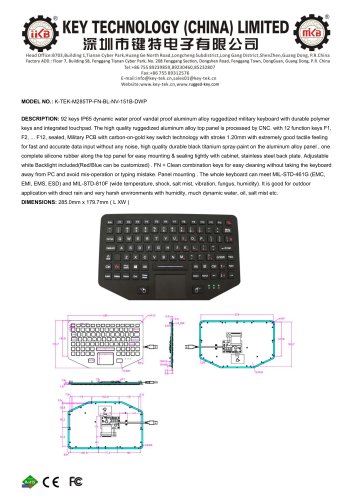 K-TEK-M285TP-FN-BL-NV-151B-DWP data sheet