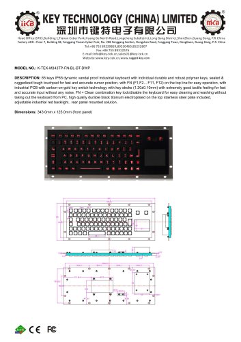 K-TEK-M343TP-FN-BL-BT-DWP data sheet