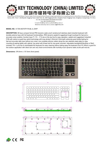 K-TEK-M376TP-FN-BL-IL-DWP Data Sheet