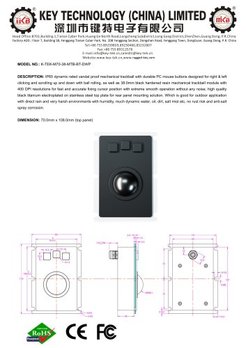 K-TEK-M70-38-MTB-BT-DWP data Sheet